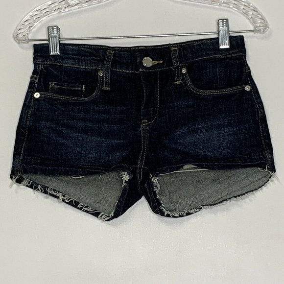 Blank NYC Little Queenie Denim Blue Raw Cutoff Hem Stretch Women Size 24 Pockets - Picture 1 of 9